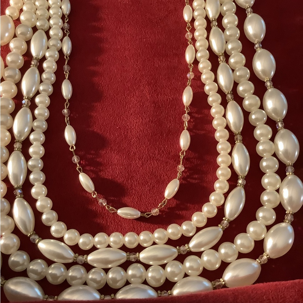 #33 Vintage 5 Strand Pearl Necklace